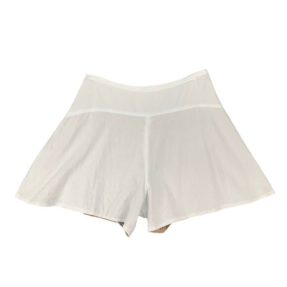 Vince Shorts Women 4 White Linen Blend Flounce Flare Side Zip Button Culottes - Picture 1 of 12